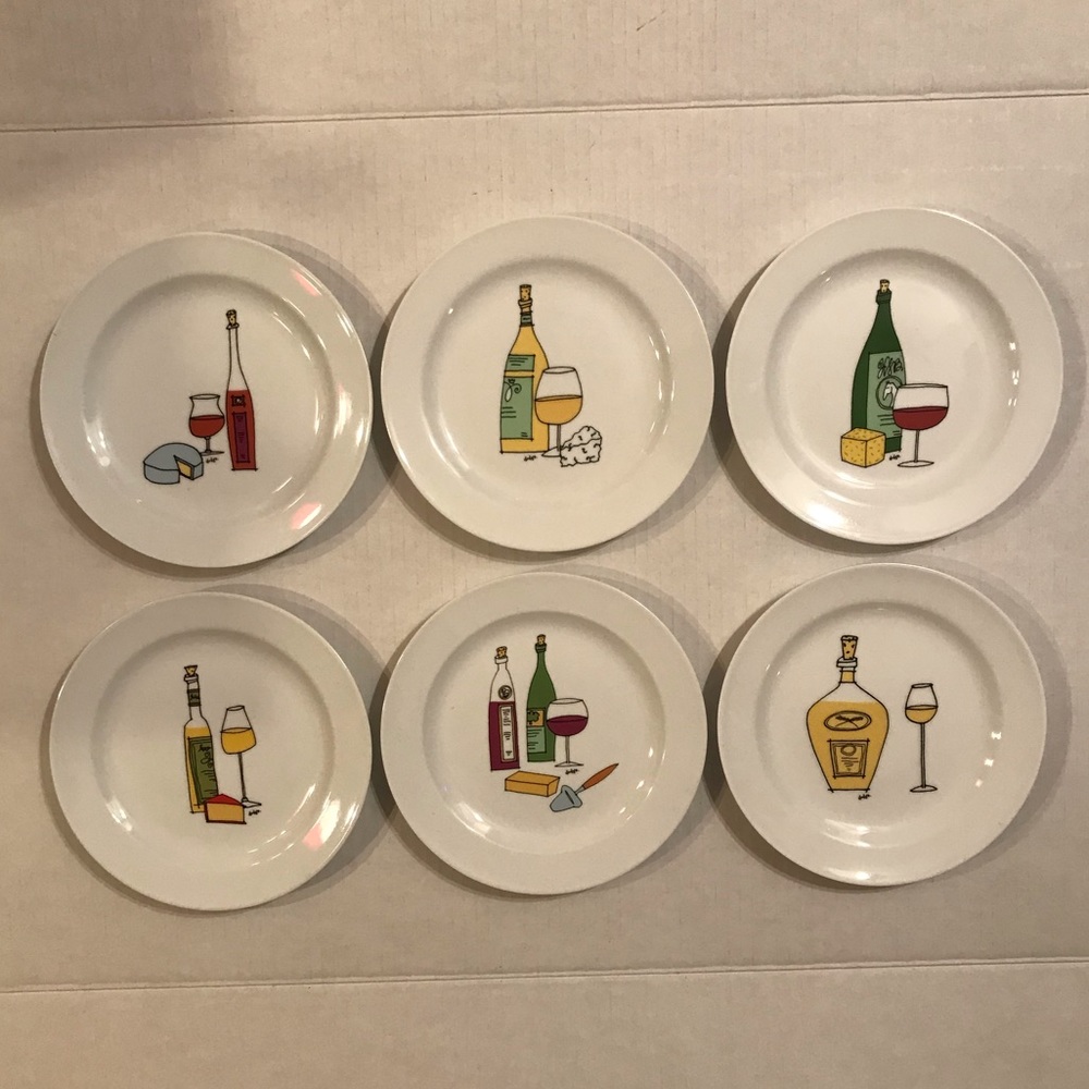Set Of 6 Porcelain Canapé/Hors d’oeuvre/App Plates By Ursula Dodge 6.75”